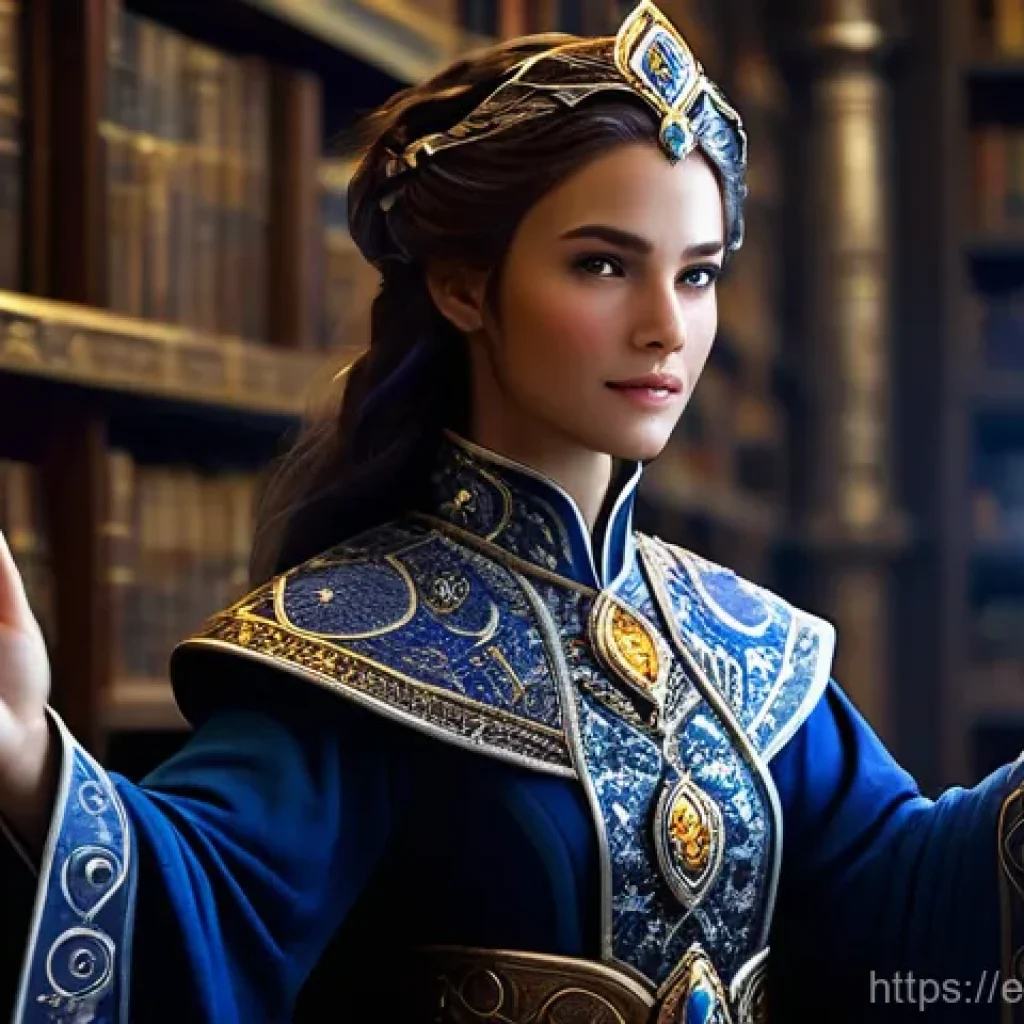 아키에이지 캐릭터 장비 세팅 - **Enchanting Female Archmage**
A powerful female archmage stands in a grand, mystical library, s...
