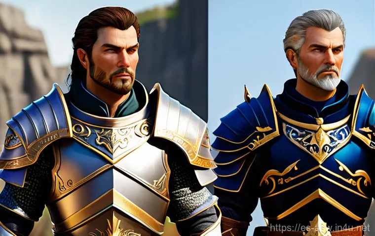 아키에이지 상위 유저 대화 - **Prompt: The Veteran's Gaze in a Changing Market**
A highly detailed, realistic fantasy illustr...