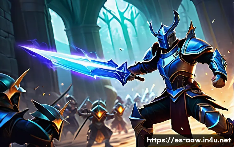 아키에이지 PvP 장비 최적화 - A dynamic PvP warrior in mid-battle, wearing a hybrid armor set combining light and medium pieces, e...