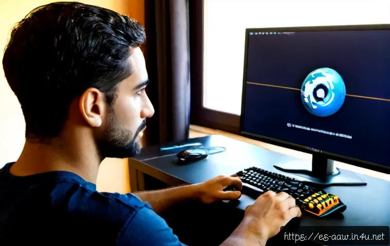 아키에이지 최적화 가이드 - Photorealistic Spanish-speaking gamer’s home office in Madrid, focused adult adjusting graphics sett...