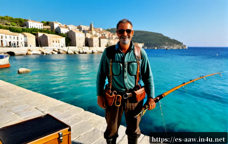 아키에이지 낚시 콘텐츠 공략 - Photorealistic fantasy fishing guide scene, experienced adventurer in practical leather-and-cloth tr...