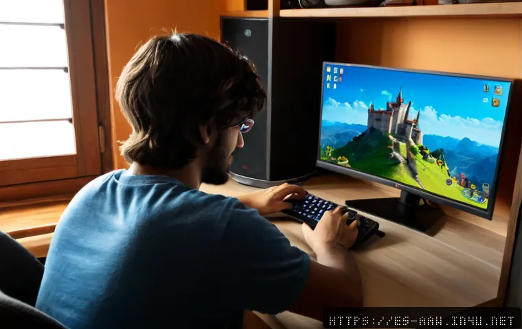 아키에이지 신규 유저 초기 설정 - Photorealistic Spanish young adult gamer setting up a fantasy online role-playing game on a desktop ...